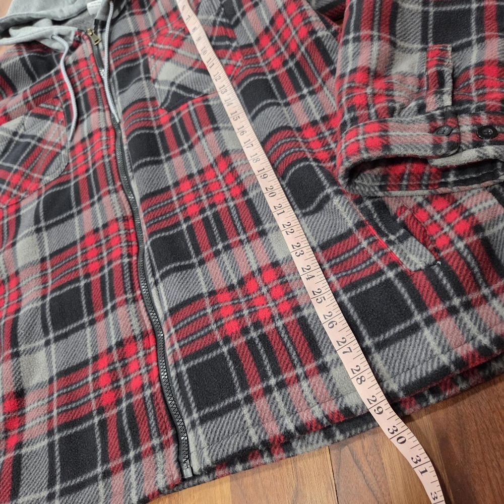 Tru Fit Plaid Fleece Zip Front Jacket Hooded Fuzzy Fleece Lined Size 2X - Picture 9 of 9